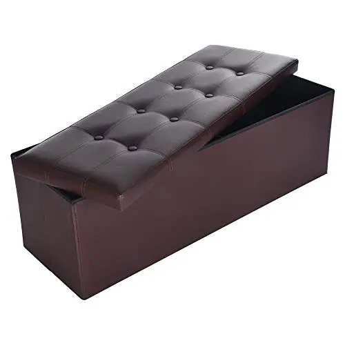 Ottoman Bench PU Leather Rectangular Folding Toy Storage Boxes Footstools Padded Seat for Living Room Bedroom 43 x 15 x 2 Inch Shipped from USA (Brown) Ottoman Bench PU Leather Rectangular Folding Toy Storage Boxes Footstools Padded Seat for Living Room Bedroom 43 x 15 x 2 Inch Shipped from USA (Brown)