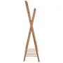 ZGstore Coat Rack Shoe Rack - Clothes Drying Rack - X-Frame Double Pole Bamboo Coat Hanger Shlef with 2 Hooks, Shoe Racks Organizer Storage for Bedroom, Hallway, Office, Dressing Room (Wood Color)