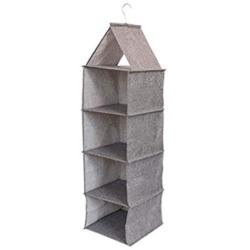 HBOS Hanging Storage Bag Fabric Multi-Layer Boxes Drawer Wardrobe Storage (Four Gray)
