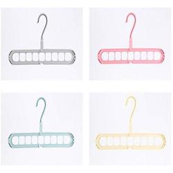 10pcs Random Color Clothes Hangers Multi-Port Support Circle Closet Organizer Home Storage Organization Clothes Drying Multifunction Plastic Rack