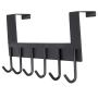 Door Hanger Hook- 6 Over Door Hooks, Over The Door Hook Hanger for Clothes Hat Coat, Bathroom Door Towel Hanger for Robes, Black