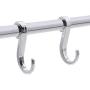 Saim Suction Cup Kitchen Rail with 6 Hooks Hanging Utensil Holder Rack Stainless Steel Towel Bar Organizer Wall Mounted Hanger on Glass Tile Door for Towel Coats Pot Pan Spoon