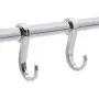 Saim Suction Cup Kitchen Rail with 6 Hooks Hanging Utensil Holder Rack Stainless Steel Towel Bar Organizer Wall Mounted Hanger on Glass Tile Door for Towel Coats Pot Pan Spoon