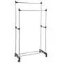 Pentaero 80X42X155Cm Stainless Steel Double Pole Adjustable Rolling Coat Rack, Garment Drying Rack, Floor-Standing Simple Clothes Pole, Indoor Clothes Hanger Bedroom Coat Rack (Black)