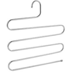 5pcs Stainless Steel Trousers Hanger,Multifunction Magic Clothes Closet Belt Holder Rack S-Type 5 Layers Saving Space Organizer Decoration