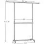 SONGMICS Double Rod Clothes Rack, Adjustable Garment Clothing Rack, Hanging Rail on Wheels, Gray ULLR401 SONGMICS Double Rod Clothes Rack, Adjustable Garment Clothing Rack, Hanging Rail on Wheels, Gray ULLR401
