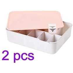 TOPBATHY 2pc Underpants Storage Boxes Plastic Panties Drawer Closet Organizer 10 Compartments Dividers Underwear Storage Boxes for Bedroom Dormitory