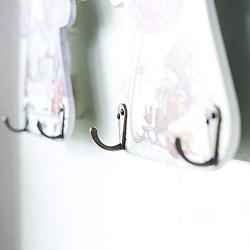 newshijieCOb Cute Wooden Cartoon Snowman Pattern Hooks, Christmas Wall Decor Bathroom Clothes Scarf Towel Hanger Black