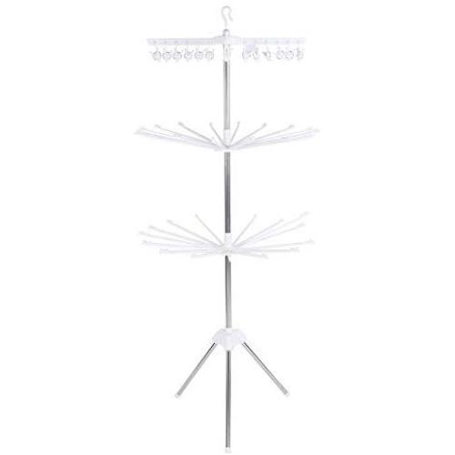 Wakects Stainless Steel Clothes Drying Rack, Collapsible Portable Tripod Clothes Hanger Garment Tree for Hanging Laundry, Towels, Socks