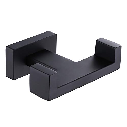 Double Bath Towel Hook, Suyar Stainless Steel Double Robe Hook, Bathroom Kitchen Towel Hanger, Hand Towel Holder for Wall, Matte Black Double Bath Towel Hook, Suyar Stainless Steel Double Robe Hook, Bathroom Kitchen Towel Hanger, Hand Towel Holder for Wall, Matte Black