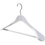 SAASNY Plastic Hangers,20 Extra Wide 45cm Heavy Duty White Plastic Jacket Clothes Garment Hangers with Non Slip Trouser Bar,Extra Smooth Finish,for Drying and Storage