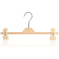 HANGERWORLD 25 Cream 13.4inch Plastic Coat Clothes Garment Pants Skirt Hangers with Adjustable Clips