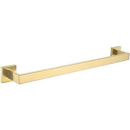 Bath Towel Bar 23.74", Suyar SUS304 Stainless Steel Bathroom Single Towel Holder, Shower Coat Pants Clothes Hanger, Hand Towel Rack for Wall, Brushed Gold