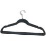 BriaUSA Velvet Suit Clothes Hangers Multipurpose Slim with Notched Shoulders & Swivel Chrome Hooks ? Black ? Set of 10