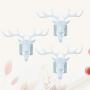 NUOBESTY Antler Iron Wall Hook 3Pcs, 3D Metal Clothes Hanger Christmas Room Decor Stereoscopic Deer Head Door Coat Rack Hat Cap Holder Organizer for Home Bathroom - White
