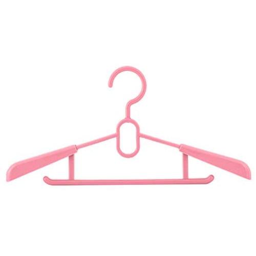 Liyes Plastic Hangers, Dry Wet Clothes Clothes Tree, Telescopic Durable Hanger Space-Saving Clothes Stand with Non-Slip Pads Adjustable Cushion Clips for Coat, Jacket, Dress, Shirt (Pink)
