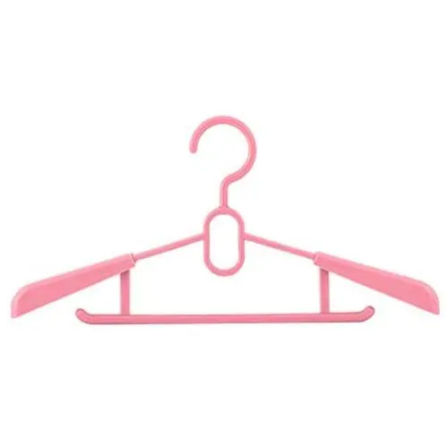 Liyes Plastic Hangers, Dry Wet Clothes Clothes Tree, Telescopic Durable Hanger Space-Saving Clothes Stand with Non-Slip Pads Adjustable Cushion Clips for Coat, Jacket, Dress, Shirt (Pink)