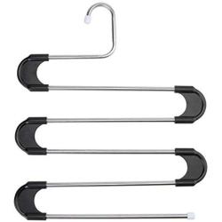 5pcs Random Color Clothes Hanger S Type Pants Clothes Storage Drying Hanger Stainless Steel Space Saving Closet Towel Storage Rack Shelf 5 Tier