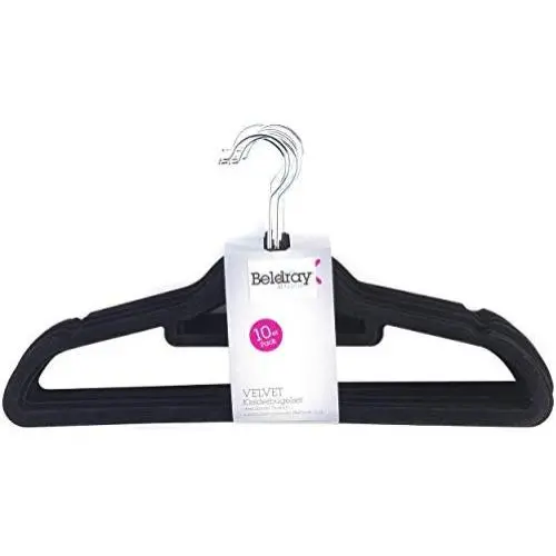 Beldray LA063717BLKEU 10 Pack Premium Velvet Clothes Hangers, Black, 42 x 22.5 x 0.6 cm Beldray LA063717BLKEU 10 Pack Premium Velvet Clothes Hangers, Black, 42 x 22.5 x 0.6 cm