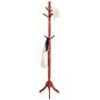 MEETA- Retro Design 9 Hooks Free Standing Sturdy Wood Entryway Coat Rack Hat Tree Hanger Hall with Tripod Base for Clothes, Scarves,Handbags (Color : Red)
