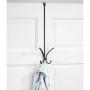 mDesign Metal Modern Over The Door Long Easy Reach Storage Organizer Rack - Hang Coats, Jackets, Hoodies, Hats, Scarves, Purses, Leashes, Towels, Robes, Clothing - 17" Tall, 4 Hooks - 2 Pack - Black