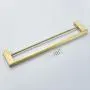BATHSIR Stainless Steel 24" Double Towel Bar,Brushed Gold Dual Towel Hanger Holder Square Style Wall Mount