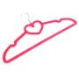 Mongjim 10pcs 42x23x0.5cm Heart Style Plastic Flocking Clothes Hangers Rose Red