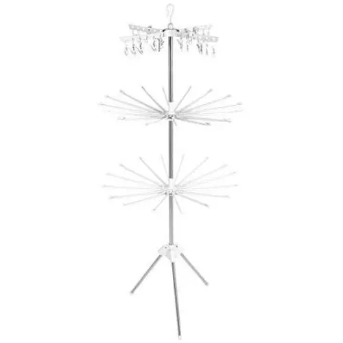 Cypress Shop Clothes Drying Rack Line Foldable Hanging Laundry Clothes Dryer Towel Hanger 3 Tiers Indoor Use Clothlines Balconies 3 Legs Retractable Folding Stand Household Home Furniture