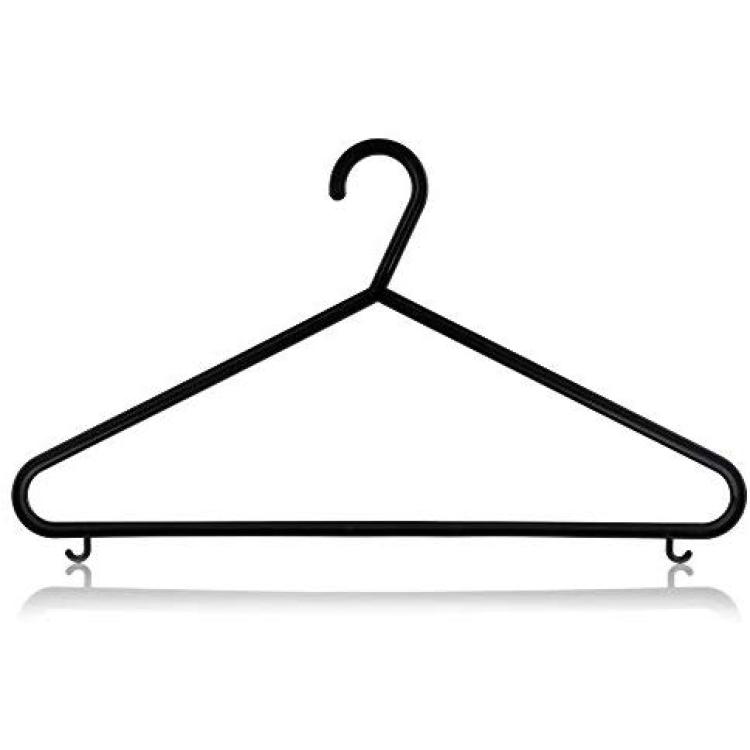 HANGERWORLD 20 Black 14inch Plastic All Purpose Coat Clothes Garment Pants Skirt Bar Hangers with Loop Hooks