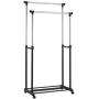 Double Portable Adjustable Heavy Duty Clothes Hanger Rolling Garment Rack