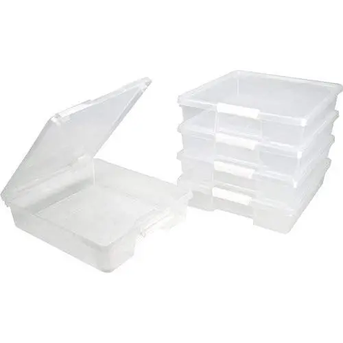 Storex Classroom Student Project Box, 12 x 12 Inches, Clear, 5-Pack (63209U05C)