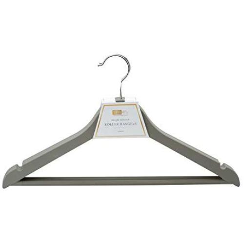 Simplify 3 Pack Deluxe Non-Slip Roller Grey Hangers