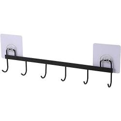 TangFeii Wall Hooks Natural Wall Mounted Clothes Scarf Hat and Bag Storage Hangers Towel Rack Bedroom Decoration (Color : Black, Size : Free Size)