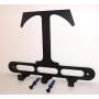 Capital Letter T Monogram Wall Hook Hanger. Satin Black. Solid Steel. Screws Included.