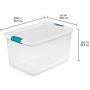 STERILITE 14978006 64 quart/61 L Latching Boxes with Clear Base, White Lid and Colored Latches