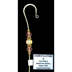 Handmade Jeweled Christmas Ornament Hanger Hook- CHURCH CLOTHES