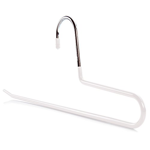 HANGERWORLD 15 Chrome White 13.7inch Metal Space Saving Non Slip Pants Bar Clothes Coat Garment Hangers