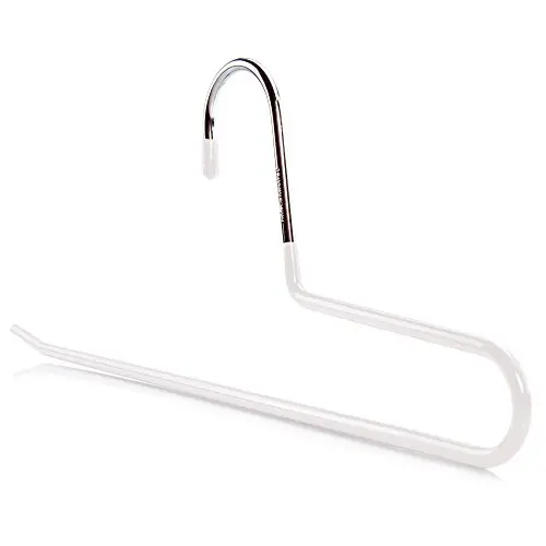 HANGERWORLD 15 Chrome White 13.7inch Metal Space Saving Non Slip Pants Bar Clothes Coat Garment Hangers HANGERWORLD 15 Chrome White 13.7inch Metal Space Saving Non Slip Pants Bar Clothes Coat Garment Hangers