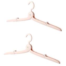 AKOAK 2 Pcs Travel Fold Hangers, Non-Slip Fold Shirts, Skirts, Baby Clothes Hangers (Pink)