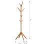 LANGRIA Free Standing Bamboo Tree-Shaped Display Coat Rack Stand with 4 Tiers 8 Hooks and Solid Feet for Clothes Scarves and Hats, Bamboo Natural Color