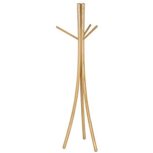 ZEMIN Floor Standing Coat Rack Clothes Hat Stand Hanger Hooks Wood Smooth Stoarge Japanese-Style, (Color : Ash)