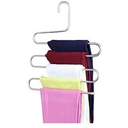 Natufashion S-Type Stainless Steel Clothes Pants Hangers Closet Storage Organizer for Jeans Scarf Towel Hanging （4 Pack ）