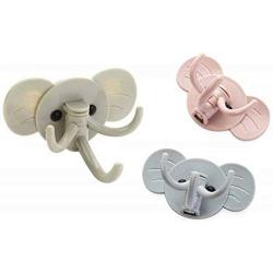 Heyuni.3 Pcs Elephant Self-Adhesive Key Ring Hooks Hangers Holder for Bathroom Kitchen Decorative Wall