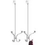 mDesign Metal Modern Long Easy Reach Over The Door Storage Organizer Rack - Hang Coats, Hoodies, Jackets, Hats, Scarves, Purses, Leashes, Towels, Robes, Clothing - 17" Tall, 4 Hooks - 2 Pack - Chrome mDesign Metal Modern Long Easy Reach Over The Door Storage Organizer Rack - Hang Coats, Hoodies, Jackets, Hats, Scarves, Purses, Leashes, Towels, Robes, Clothing - 17" Tall, 4 Hooks - 2 Pack - Chrome
