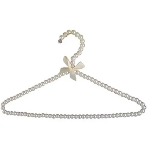 White Faux Pearl Bow Clothes Hangers Hook Rack for Adults 39cm White Faux Pearl Bow Clothes Hangers Hook Rack for Adults 39cm