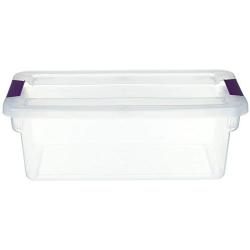 STERILITE 17511712 6 Quart Clearview Latch Storage Container with Plum Handles