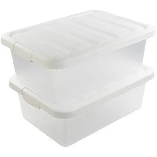 Wekiog Versatile Storage Organizer Plastic Bins with Lids, White 2 Packs, 14 Quart. Wekiog Versatile Storage Organizer Plastic Bins with Lids, White 2 Packs, 14 Quart.