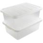 Wekiog Versatile Storage Organizer Plastic Bins with Lids, White 2 Packs, 14 Quart.