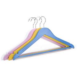 Blue/Pink Solid Wood Clothes Hanger for Suits, 10 Pieces Random Color