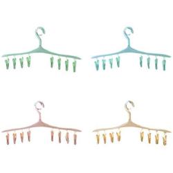 Cabilock Clothes Hanger 4pcs Creative 8 Clips Wind Buckle Multi-Purpose Hanger Plastic Clothes Drying Rack Socks Underwear Drying Rracks(Assorted Color)